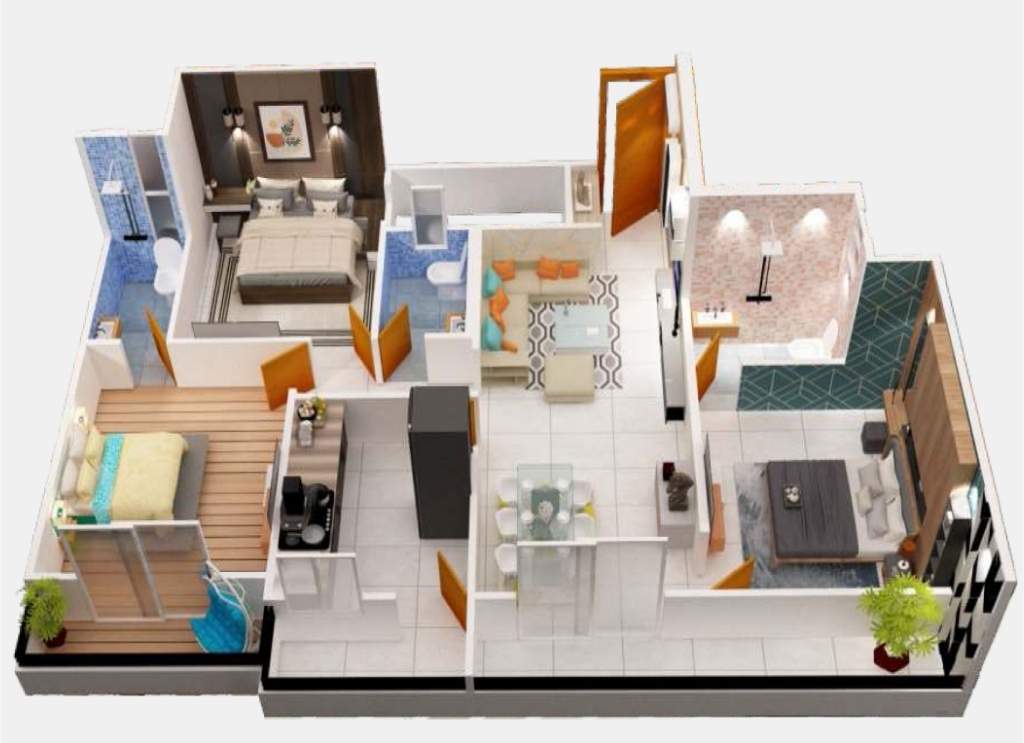 Shyama realty presented by Amol sona heights 3BHK 3D Plan